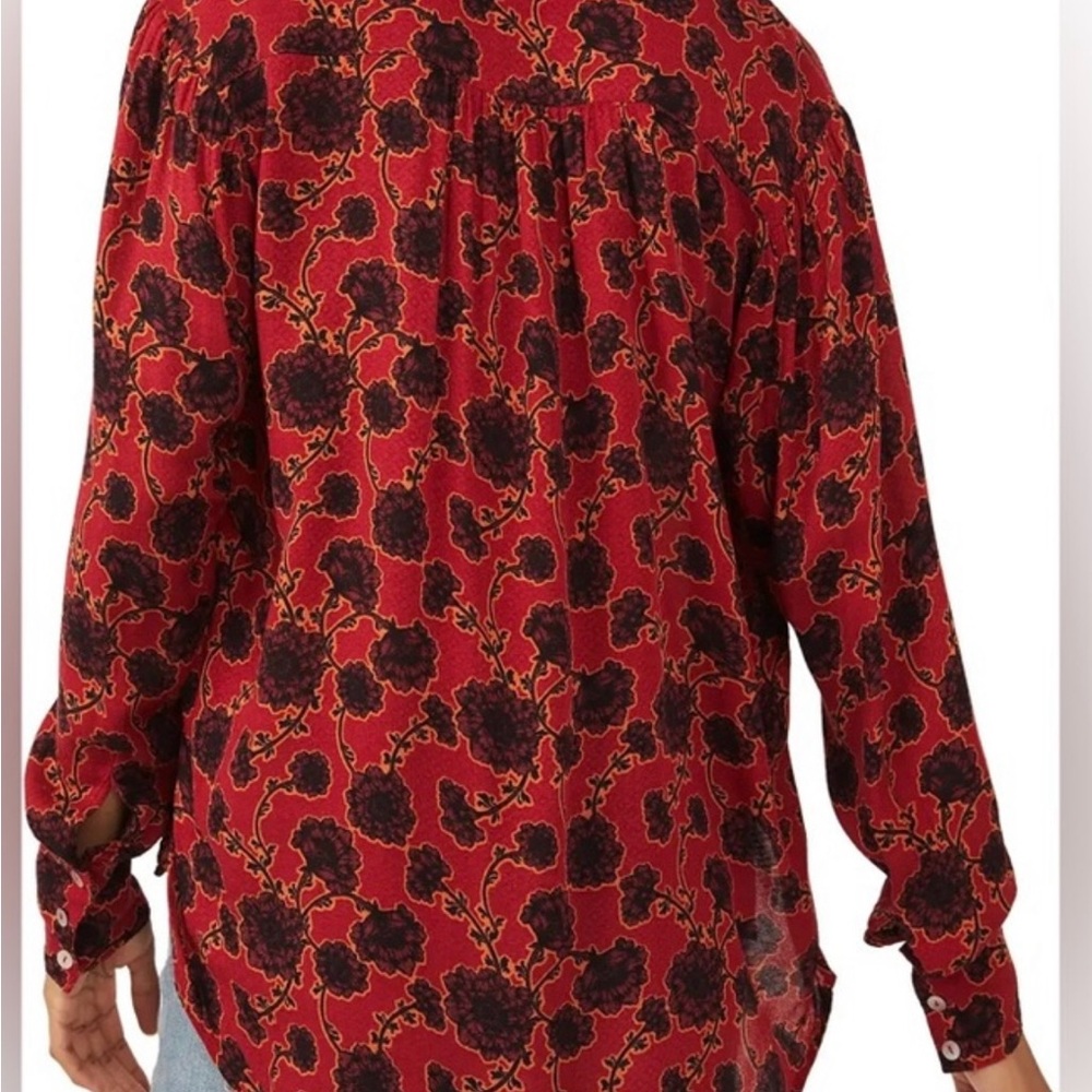 Free People Red Floral Boho Tunic Blouse - Picture 11 of 11